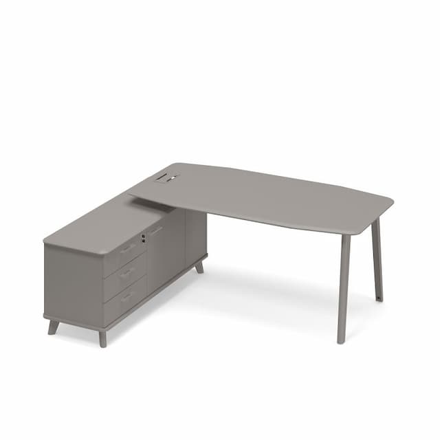 Стол руководителя на опорной тумбе левый (тип 2) Юнитекс ТМ М1 109 МП МП МП мокко премиум