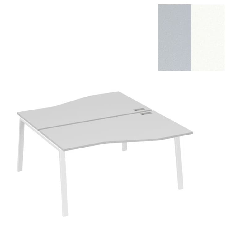 Рабочая станция Юнитекс А 4 (2х160) столы Техно на опорах TRE А4 Б3 191 СЕ (160x184x75) серый/металлокаркас белый