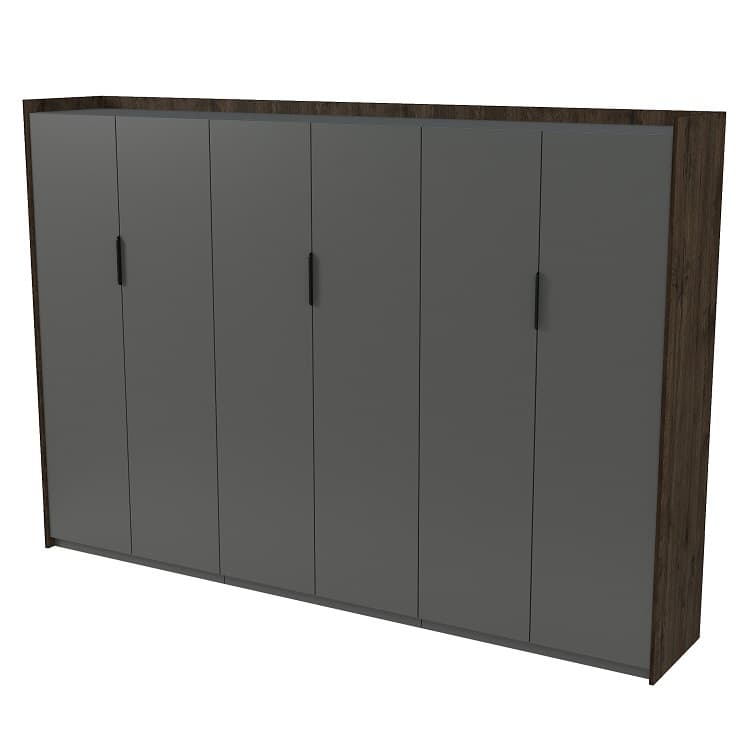 Шкаф высокий комбинированный трехсоставный Алсав MAGNETIC 15ШТС.1810 (2636х460х1828) брауни/graphit
