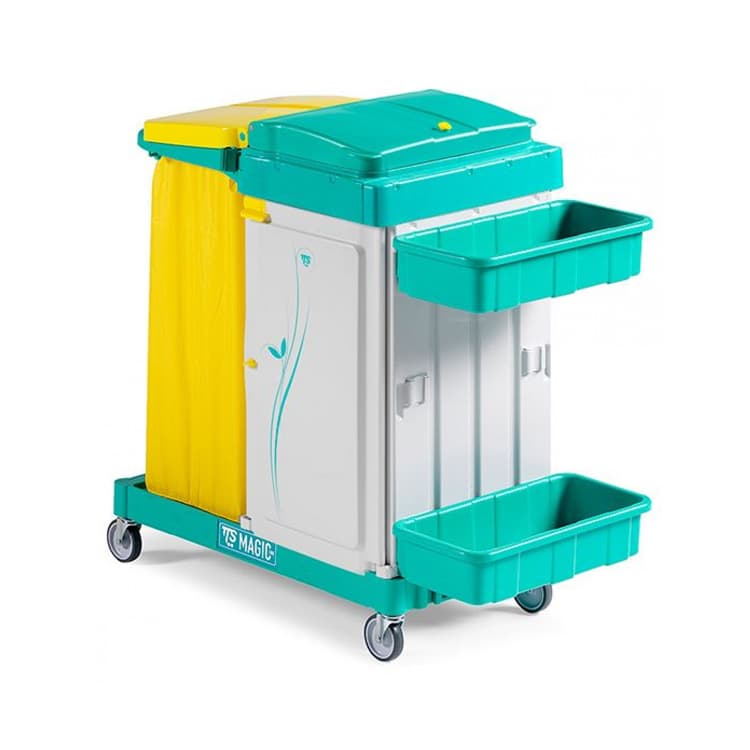 Тележка TTS MAGIC LINE 460S, уборочная с 2 навесными ящиками, держателем для 120 л мешка и дверцей