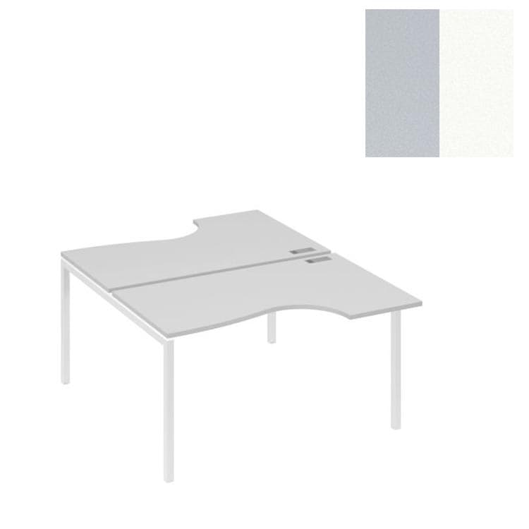 Рабочая станция Юнитекс А4 металлокаркас DUE со столами (2х140) Классика А4 Б2 184 СЕ (140x184x75) серый/металлокаркас белый