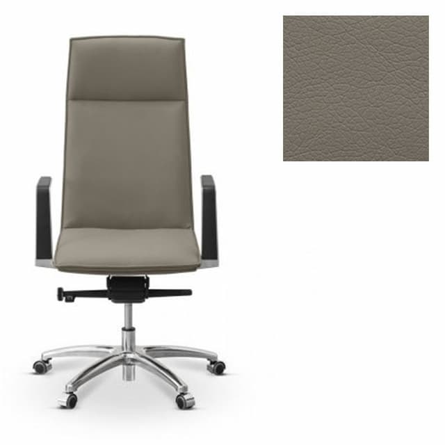 Кресло руководителя Юнитекс Соло экокожа премиум серо-коричневая CN6